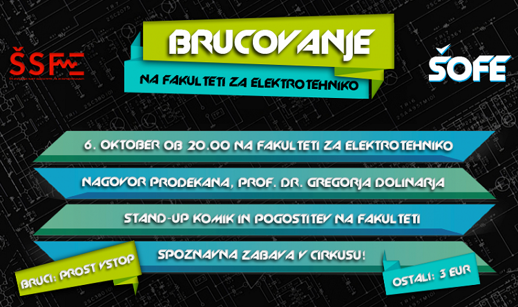 Brucovanje FE 2016: Stand-up komik, pogostitev in žur v Cirkusu